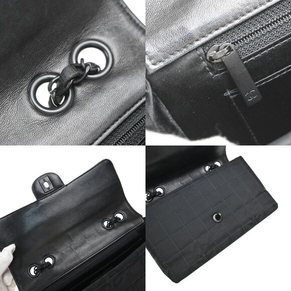 CHANEL CC Logo New Travel Line Chain Shoulder Bag Canvas Leather Black 310RP04 - Picture 15 of 16